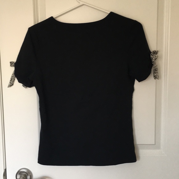 Ports Black T-shirt with silk tie detail - Picture 5 of 5